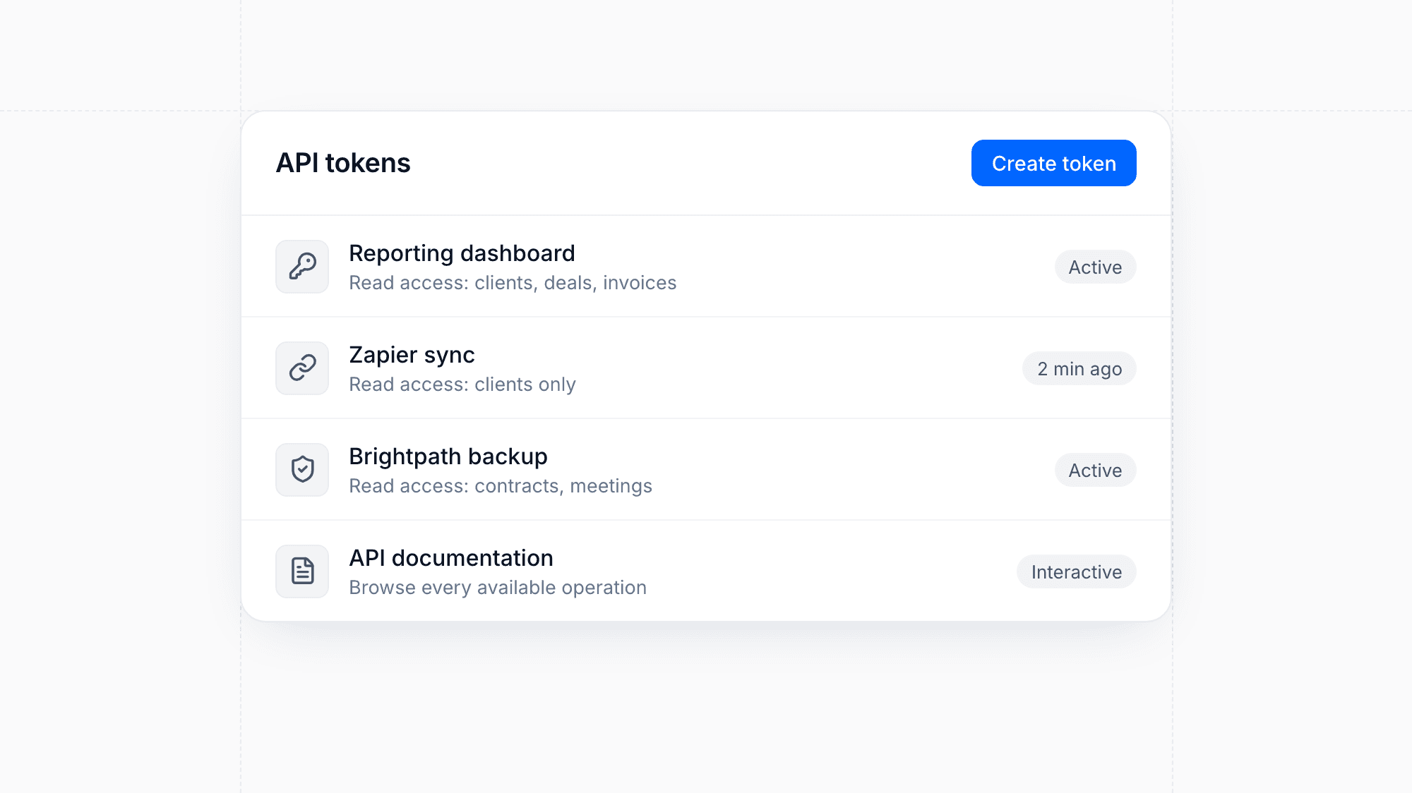 API Access with Tokens and Documentation