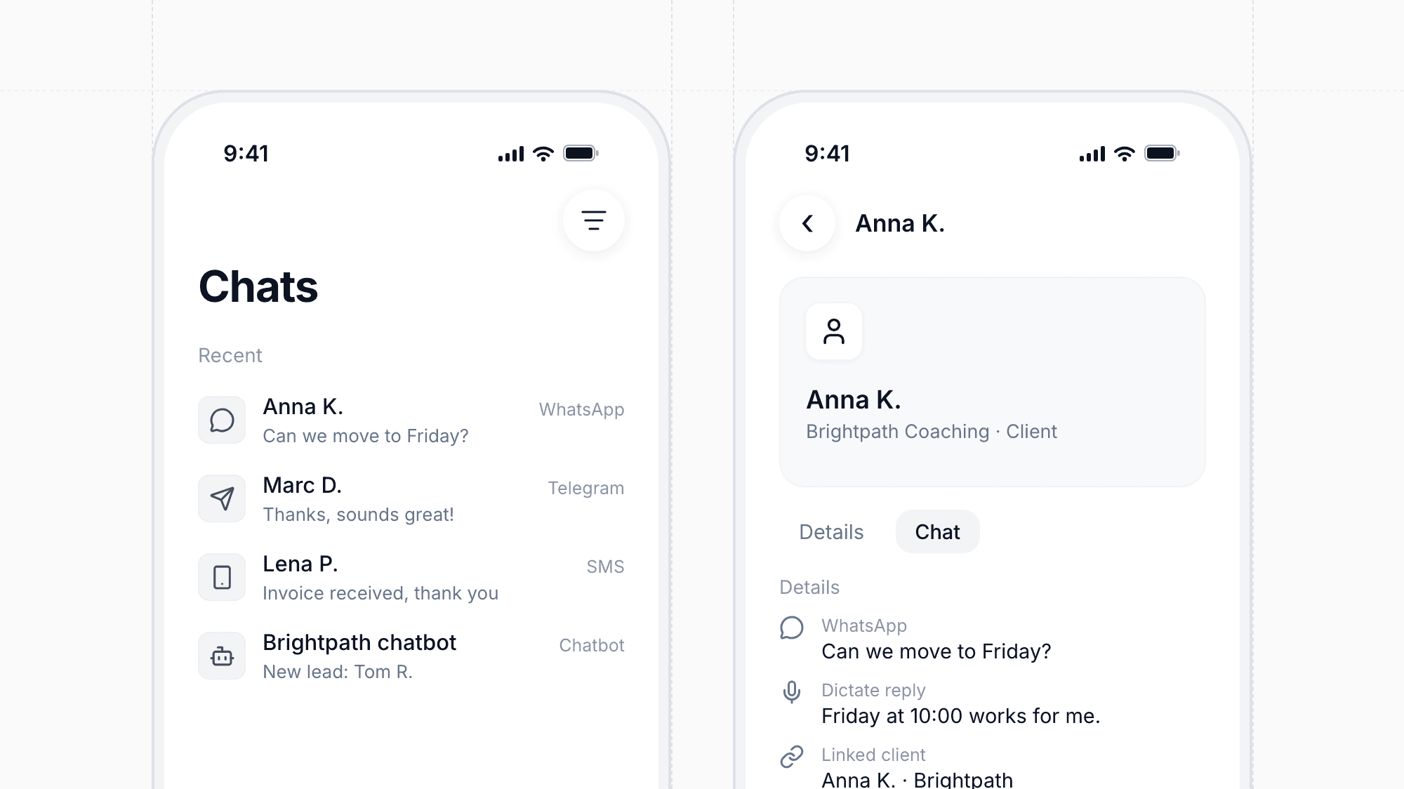CRM Chats in the Mobile App