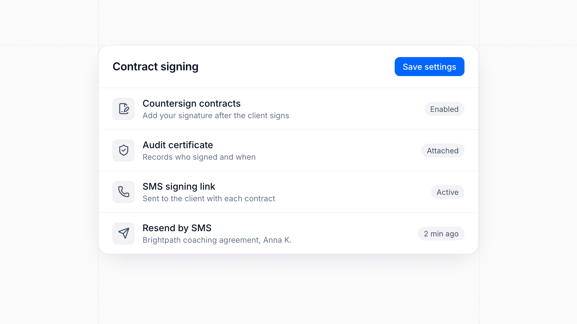 Contract Countersigning and SMS Signing Links