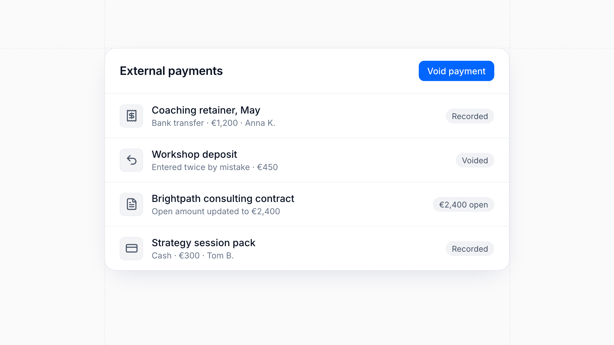 Void External Payments